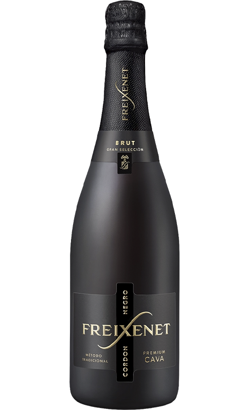 Garrafa preta de Espumante Freixenet Cordon Negro Brut 75cl.