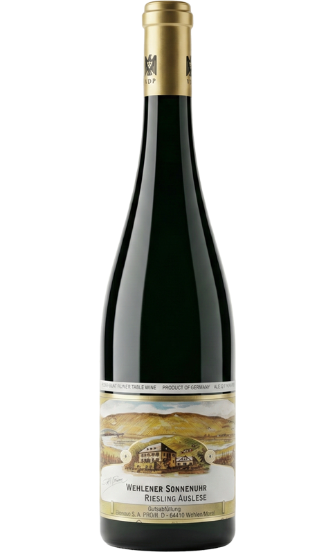 Garrafa de Vinho Branco de Luxo Joh. Jos. Prüm Wehlener Sonnenuhr Riesling Auslese.