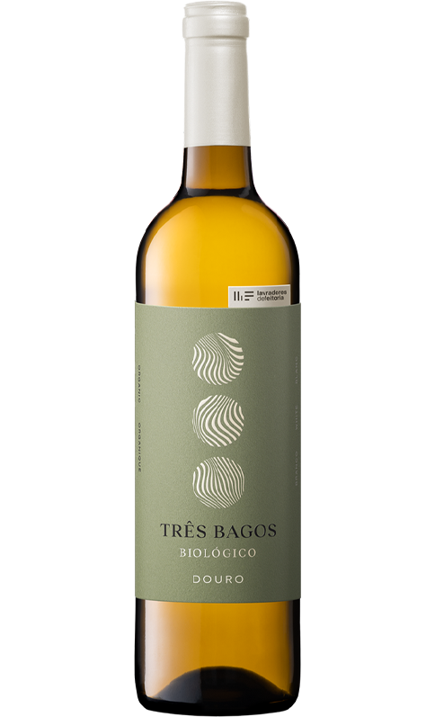 Garrafa de Vinho Branco Três Bagos Biológico de 75cl do Douro.